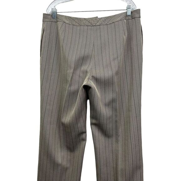 Evan Picone Womens Dress Pants Stripe Flat Front Slash Pockets Lined Taupe Sz 14 - Picture 6 of 6